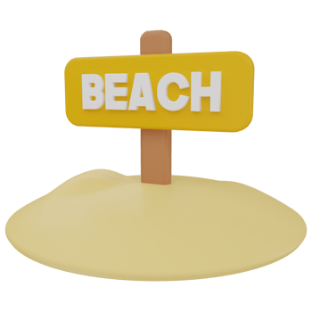 Beach Sign 3D Illustration png