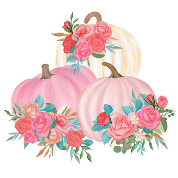 Fall Pumpkin with flower bouquet png