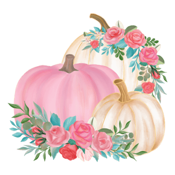 Fall Pumpkin with flower bouquet png