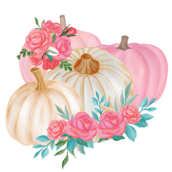 Fall Pumpkin with flower bouquet png