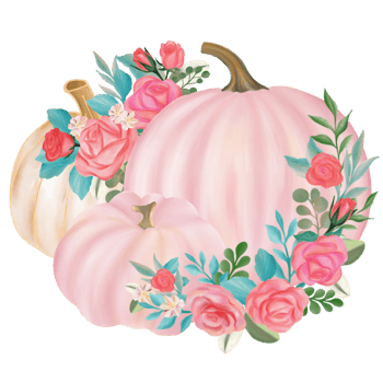Fall Pumpkin with flower bouquet png