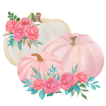 Fall Pumpkin with flower bouquet png