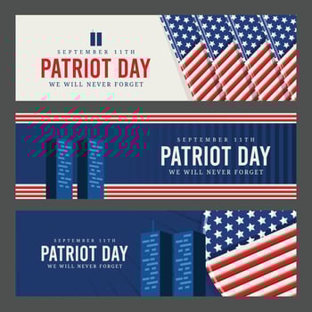 Set of 9 11 Patriot Day Banner vector