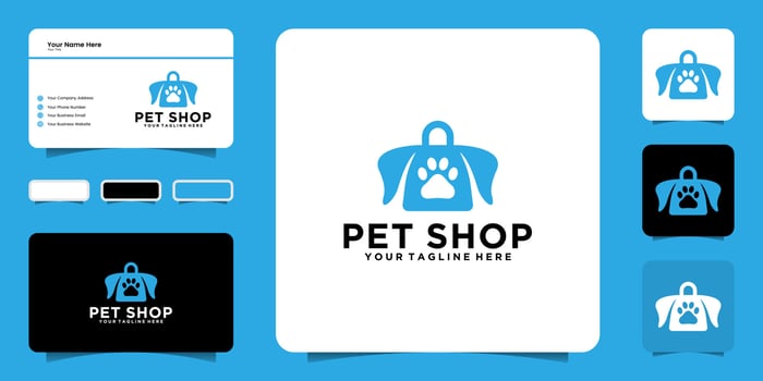 animal shopping logo design inspiration, pet shop, pet home and business card templates vector