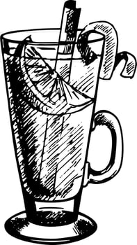 Hot toddy cocktail. Hot winter drink. Christmas food vector