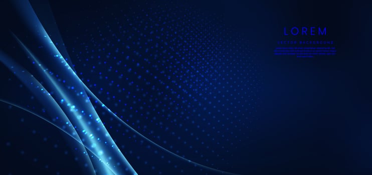 Abstract technology futuristic glowing blue curved line on dark blue background. vector