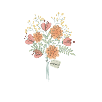 Watercolour petal flower bouquet png