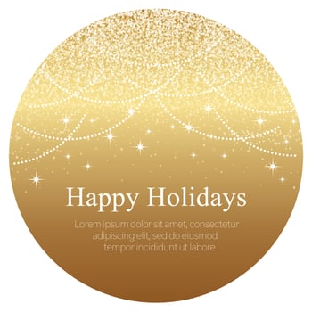 Abstract Gold Round Vector Happy Holidays Background With Bright Glittering Particles And Text Space.