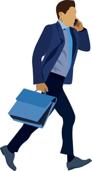 Business man Running  On Office Flat Vector Illustration