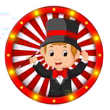 magician banner with bright bulbs vector