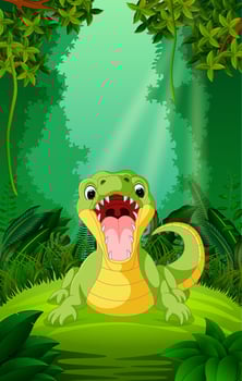 crocodile in the clear and green forest vector