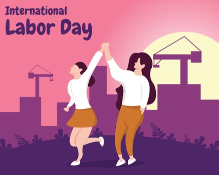 illustration vector graphic of couple hand in hand, perfect for industrial, labor day, celebrate, greeting card, etc.