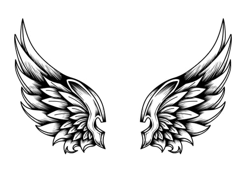 Tribal angel wings tattoo illustration vector