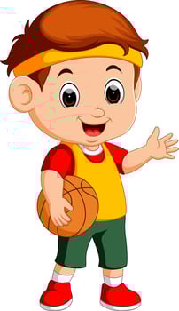 kid playing basketball vector