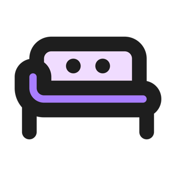Sofa flat color outline icon png