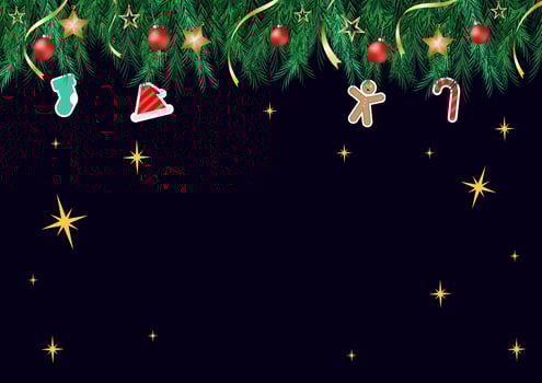 Merry Christmas and New Year with vector illustrations.