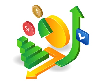 Business success pie chart analysis data arrow vector