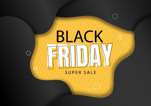 Black friday sale gift box on black background made of vector. vector