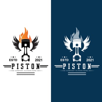 Engine Piston Logo Icon Vector Car vehicle, drive tool, retro background
