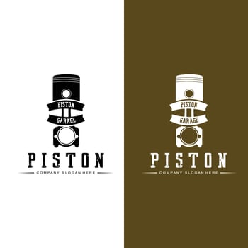 Engine Piston Logo Icon Vector Car vehicle, drive tool, retro background