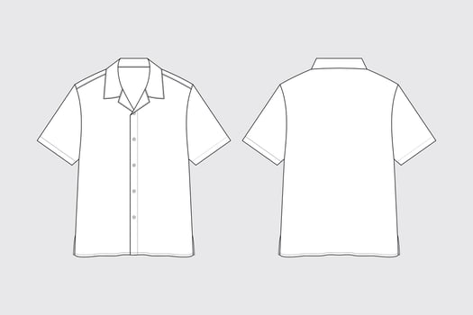 Set of short sleeve open collar shirt technical fashion illustration vector