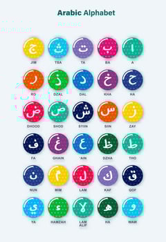 arabic hijaiyah letter kids learning reading vector