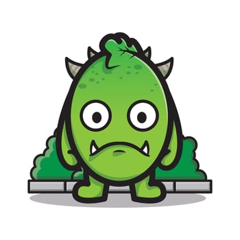 cute green pea leaf monster cartoon vector