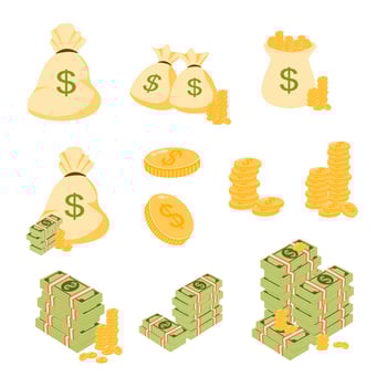 Money dollar illustration set collection vector