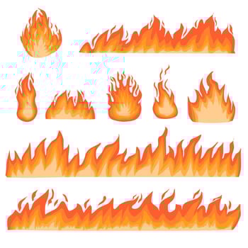 Fire flames vector set collection