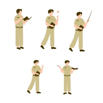 Indonesia Muslim teacher set collection vector