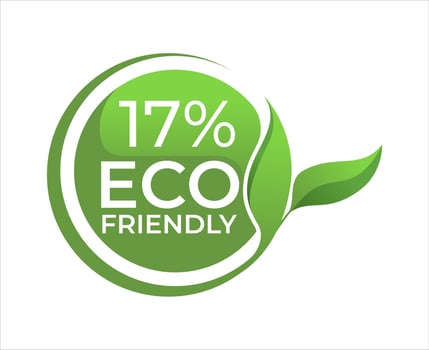 17 Eco friendly circle label sticker Vector illustration with green organic plant leaves.