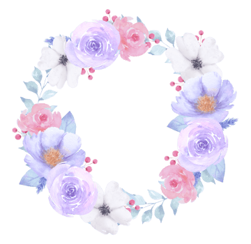 Violet flower wreath watercolor png
