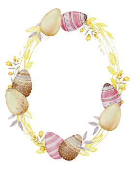 Easter wreath watercolor with Eggs and flower png