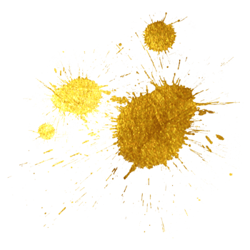 Gold abstract line art and brush png
