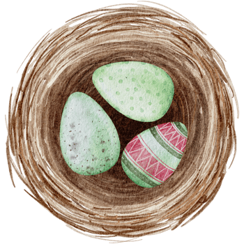 Easter eggs in the nest watercolor png