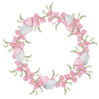 Easter wreath watercolor with Eggs and flower png