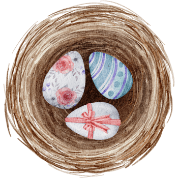 Easter eggs in the nest watercolor png