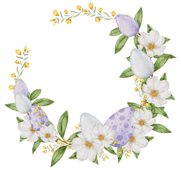 Easter wreath watercolor with Eggs and flower png