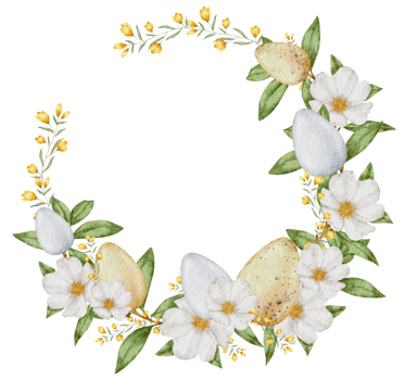 Easter wreath watercolor with Eggs and flower png