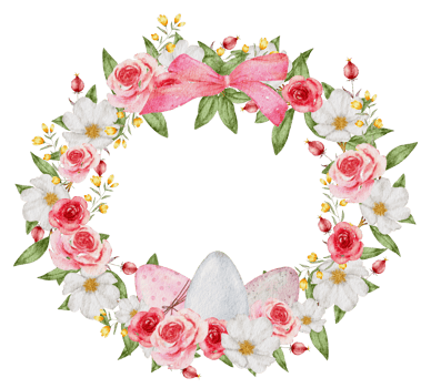 Easter wreath watercolor with Eggs and flower png