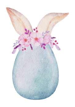 Easter eggs with ear rabbit watercolor png