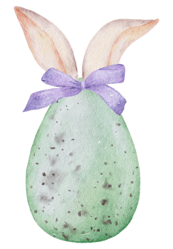 Easter eggs with ear rabbit watercolor png