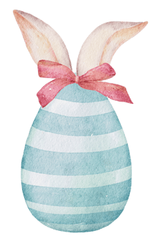 Easter eggs with ear rabbit watercolor png