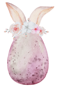 Easter eggs with ear rabbit watercolor png