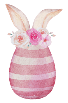 Easter eggs with ear rabbit watercolor png
