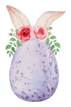 Easter eggs with ear rabbit watercolor png
