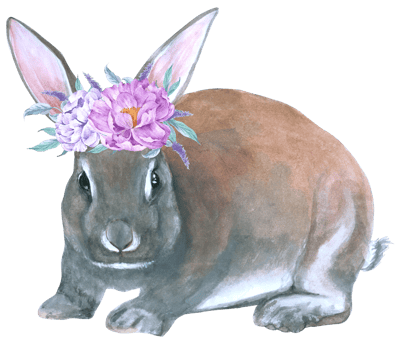 Rabbit Easter animal with flower watercolor png