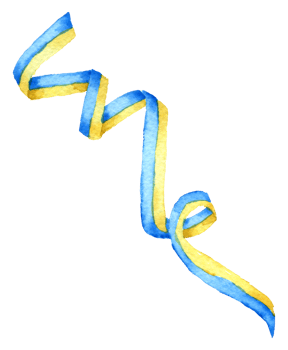 Flag of Ukraine in ribbon watercolor png