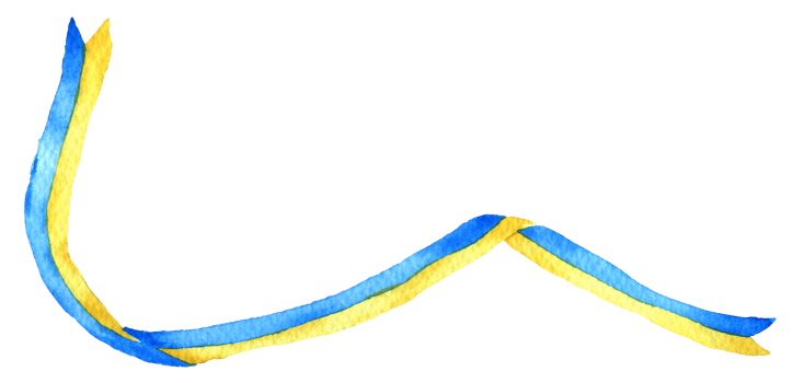 Flag of Ukraine in ribbon watercolor png