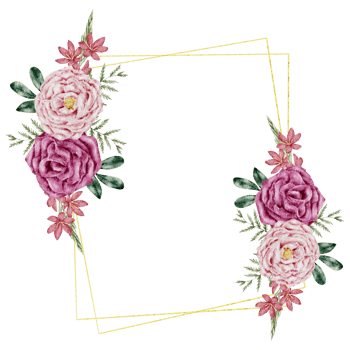 Flower wreath and frame watercolor png